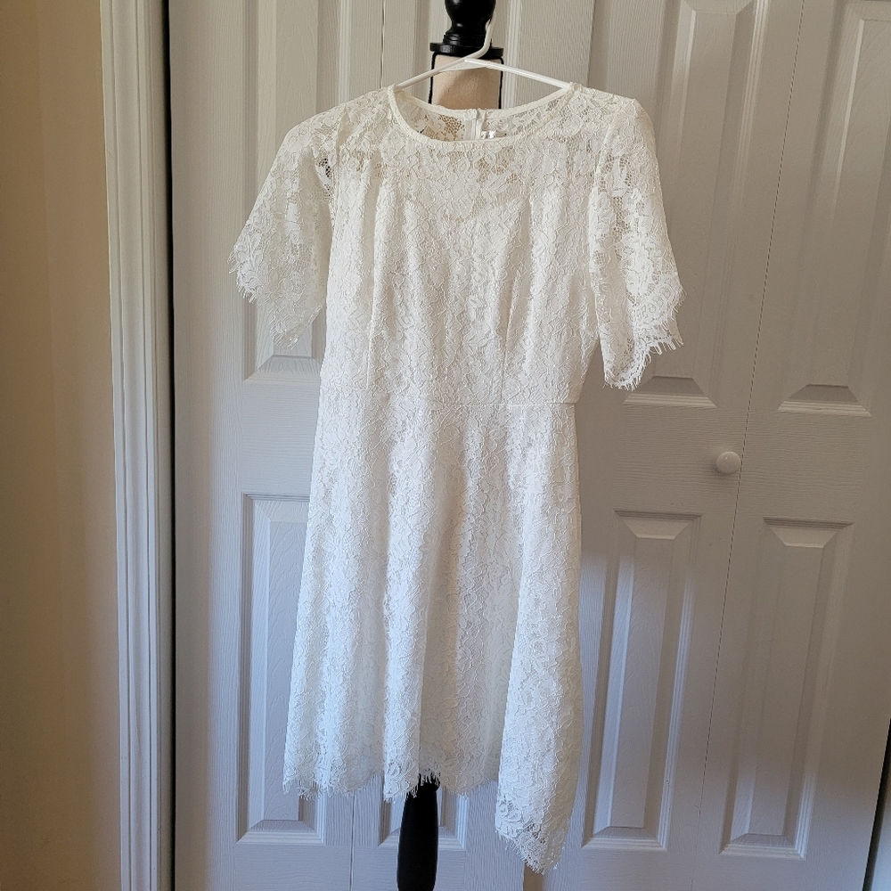 White Lace Short Sleeve dress